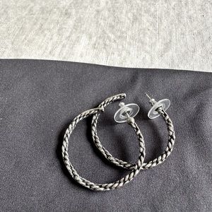 Diesel solid silver  twisted chain hoops.  1-5/8”round, vintage,ex cond.